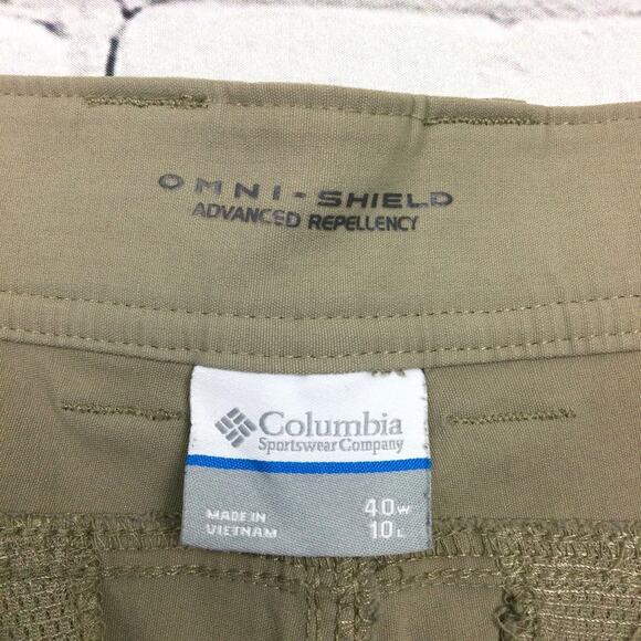 Columbia Men’s Omni-shield Advanced Repellency Flat Front Casual Tan Shorts 40 - Picture 6 of 13